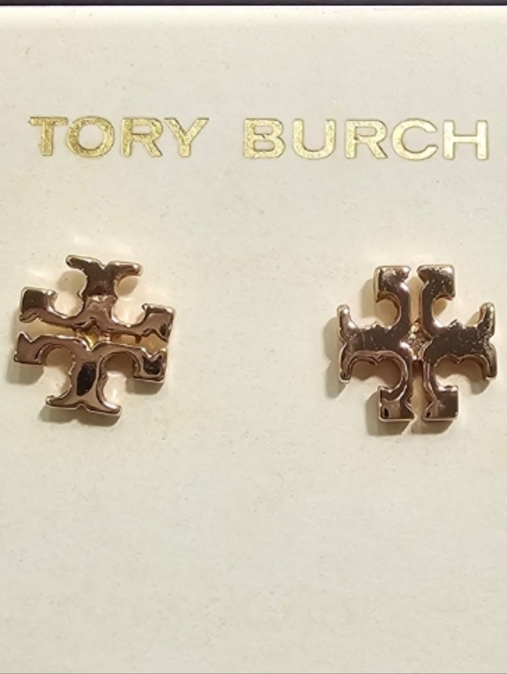 SOLD - Auth. Tory Burch Miller Logo Stud Earrings in Rose Gold - Lile New - Picture 6 of 6